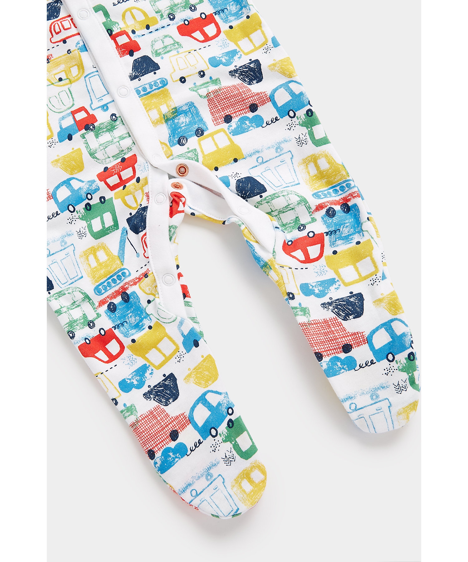 Mothercare | Boys Full Sleeves Sleepsuits Vehicle Print-Pack of 3-Multicolor 6
