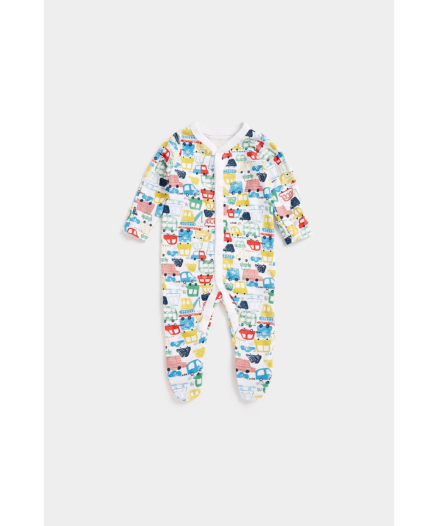Mothercare | Boys Full Sleeves Sleepsuits Vehicle Print-Pack of 3-Multicolor 3