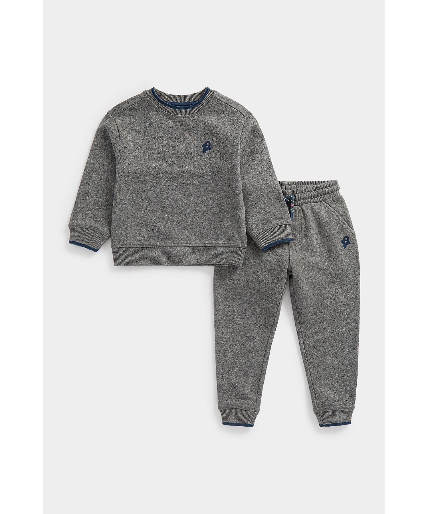 Mothercare | Boys Full Sleeves Jogger & T-Shirt Sets Rocket Embroidery -Black 1