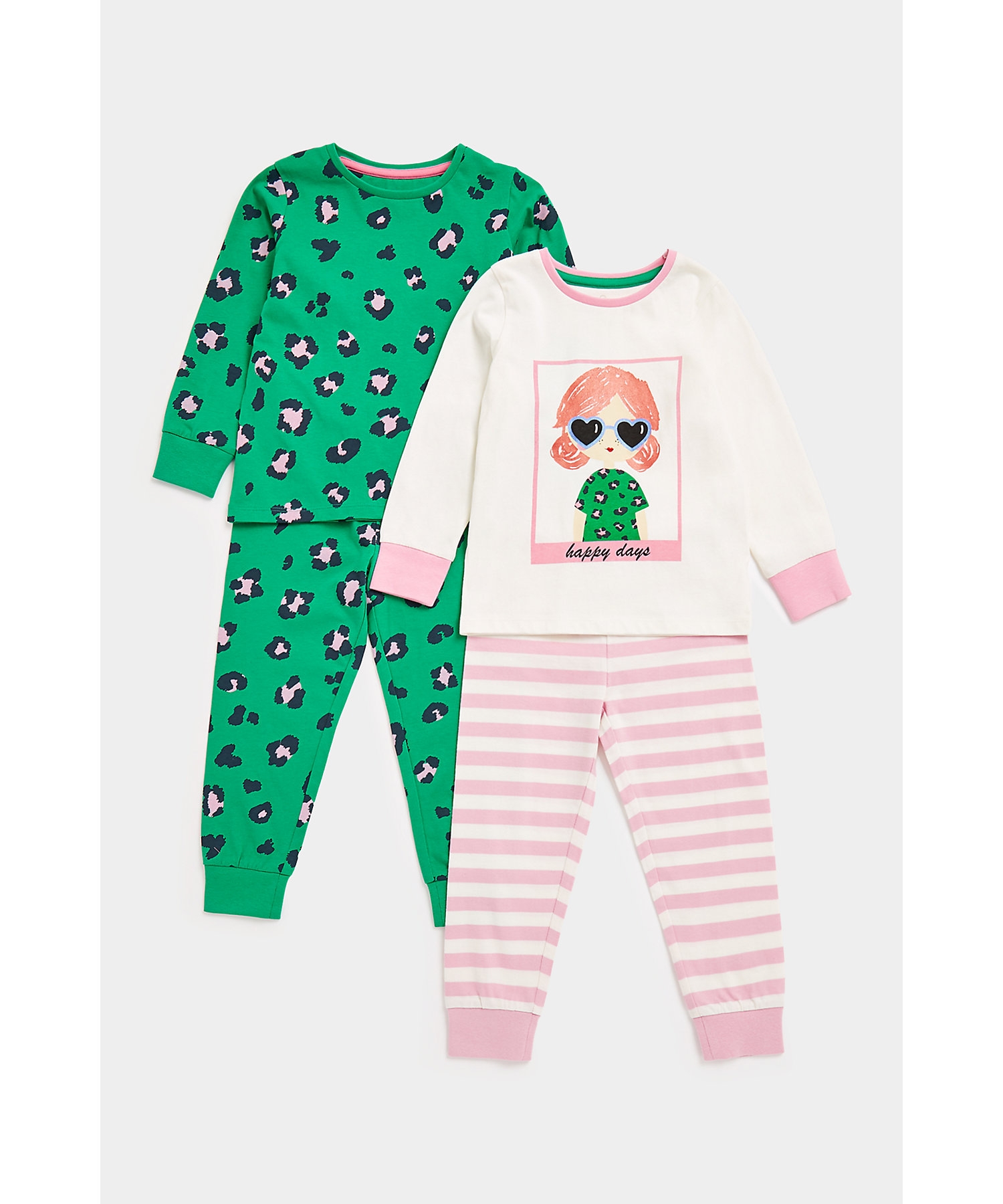 Mothercare | Girls Full Sleeves Pyjama Sets -Pack of 2-Multicolor 0
