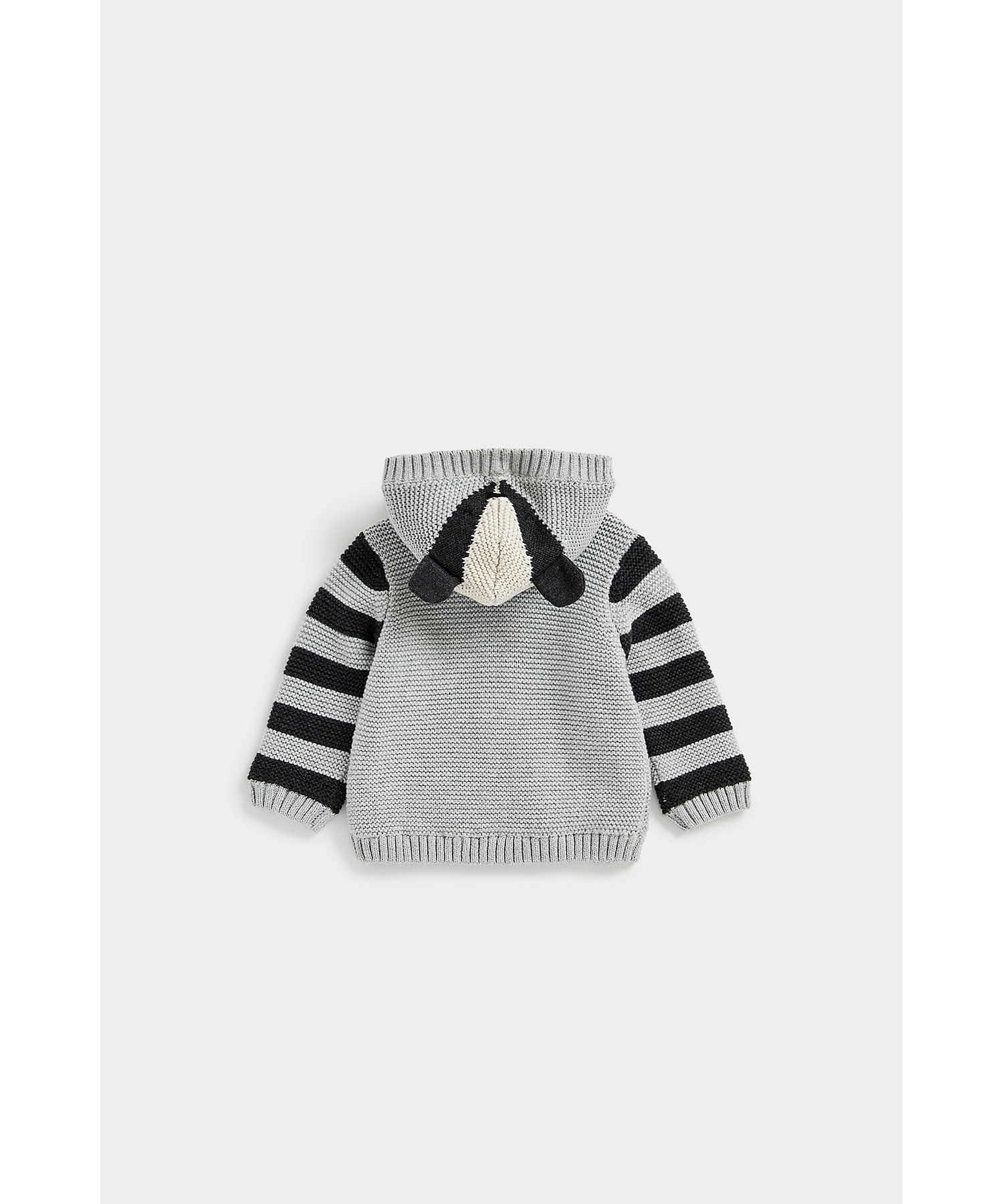 Mothercare | Boys Full Sleeves Cardigan Hooded with 3D Ears-Grey 1