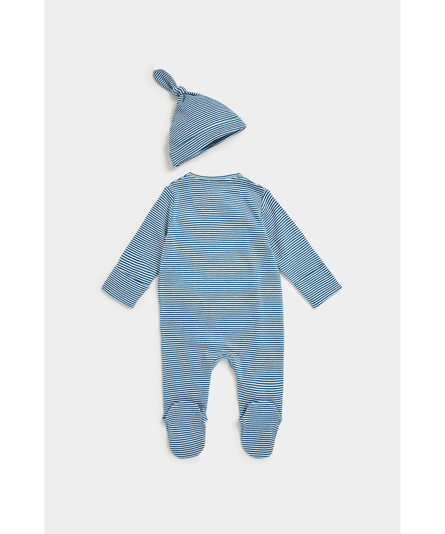 Mothercare | Boys Full Sleeves Sleeepsuit With A Hat -Pack of 1-Blue 1