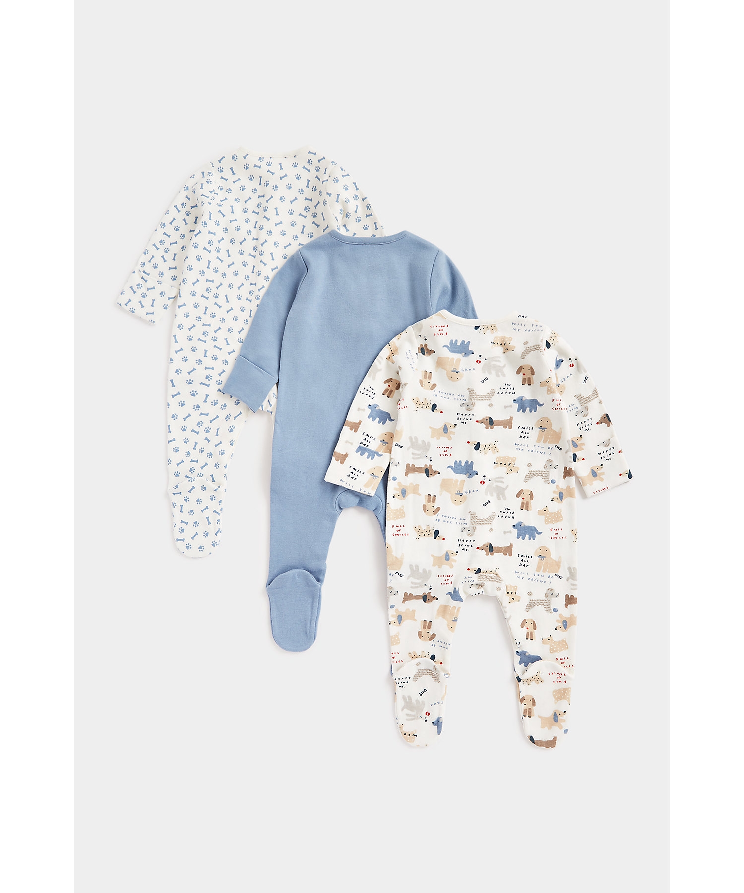 Mothercare | Unisex Full Sleeves Sleepsuits Front Open -Multicolor 2