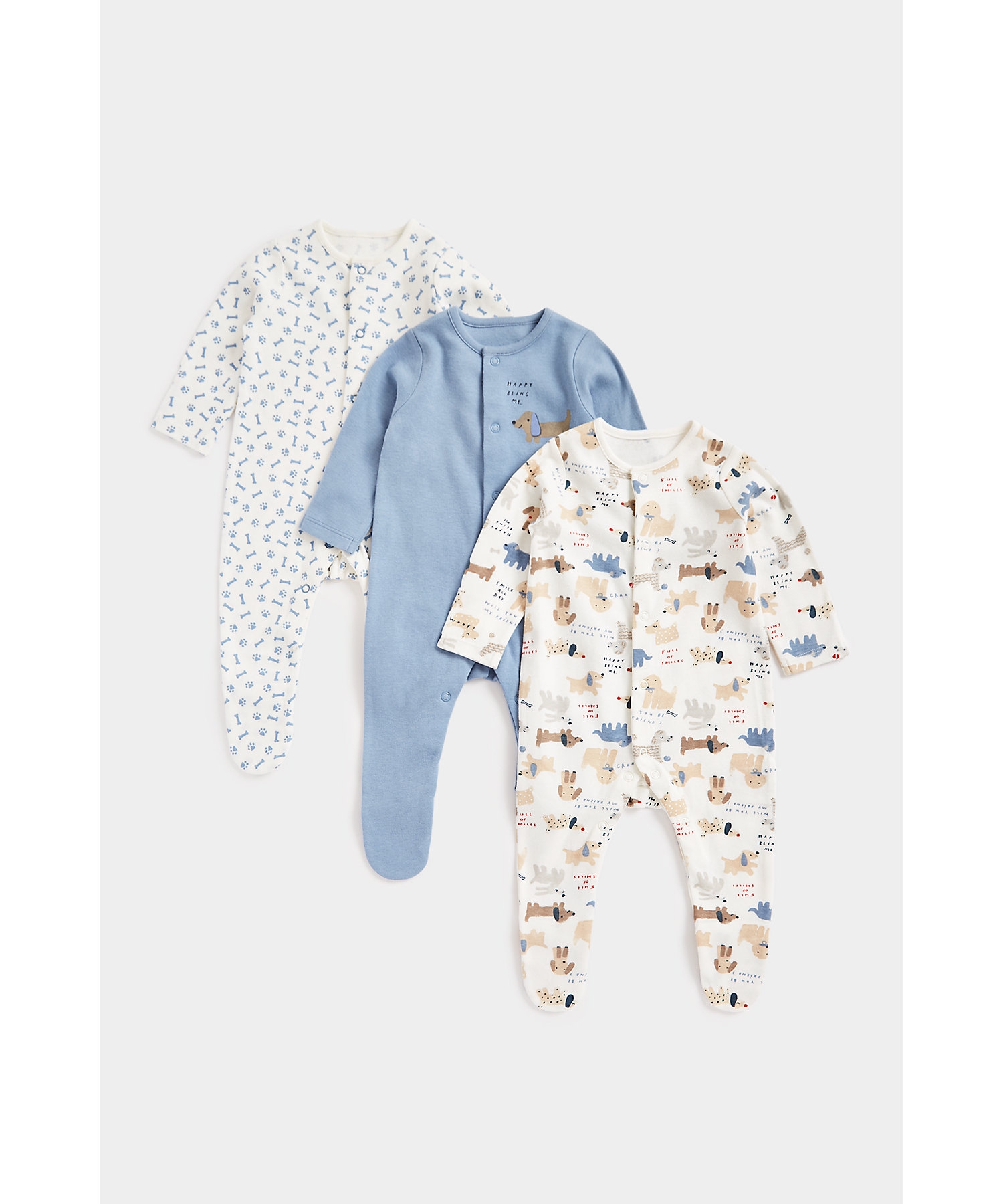 Mothercare | Unisex Full Sleeves Sleepsuits Front Open -Multicolor 1