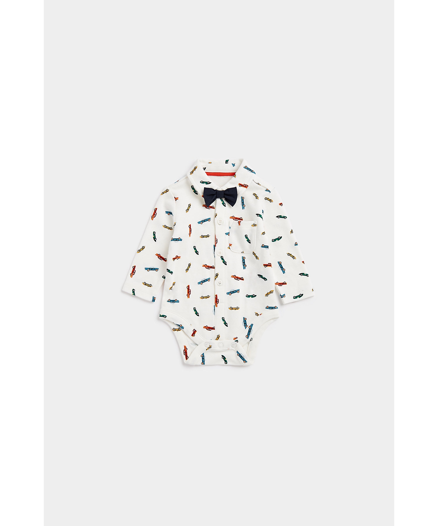 Mothercare | Boys Full Sleeves Partywear All In One Bow Tie-Grey 3