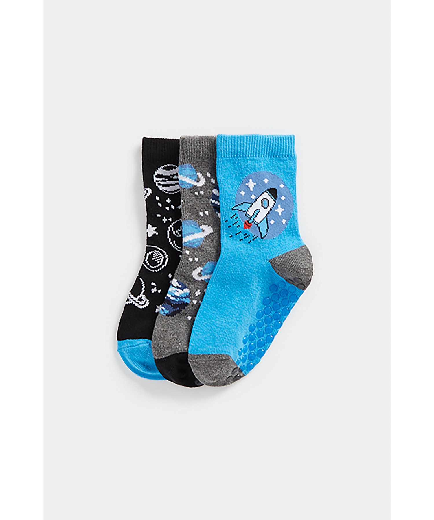 Mothercare | Boys Socks Space Print-Pack Of 3-Multicolor 0