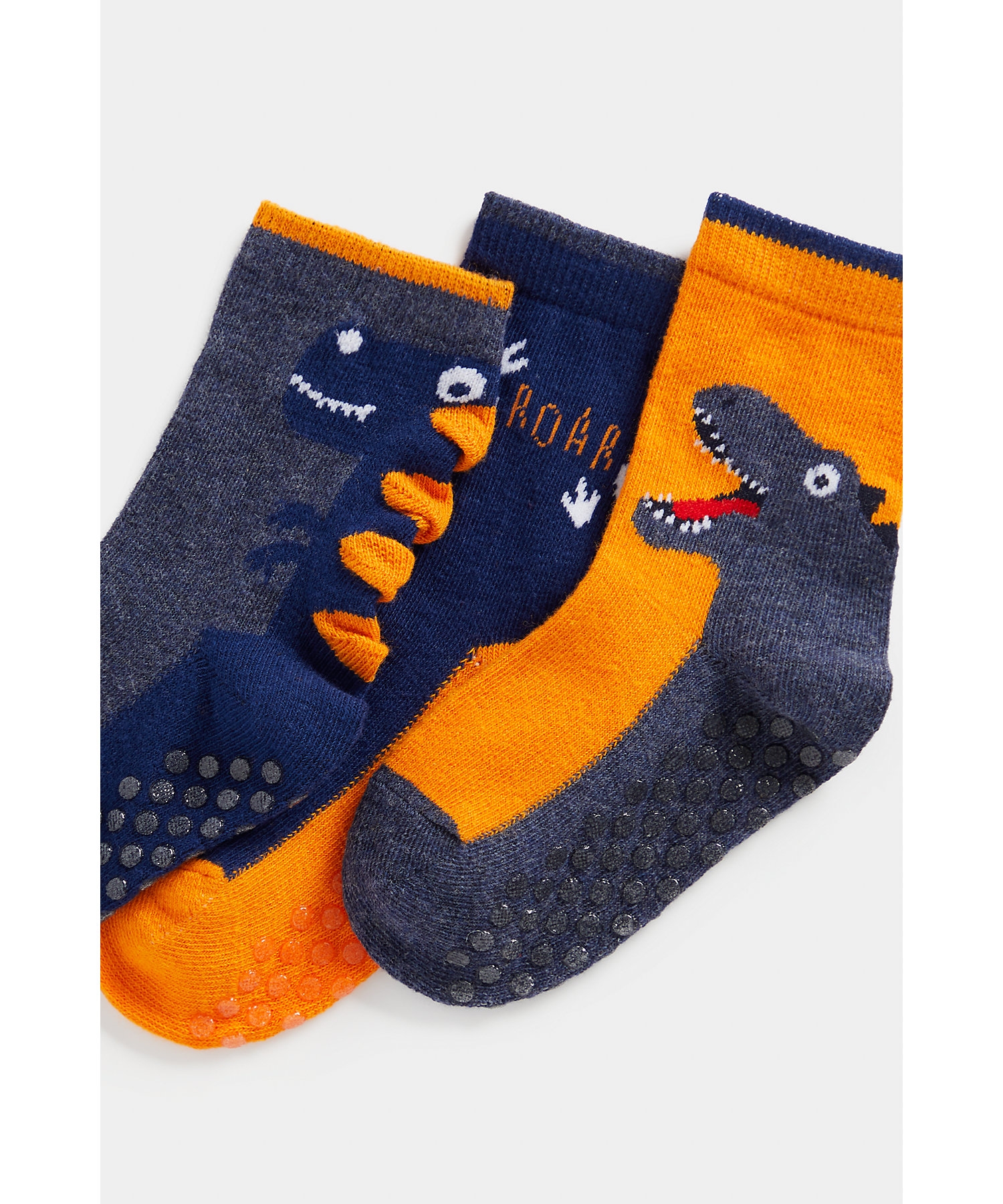 Mothercare | Boys Socks 3D Dino Design-Pack Of 3-Multicolor 1