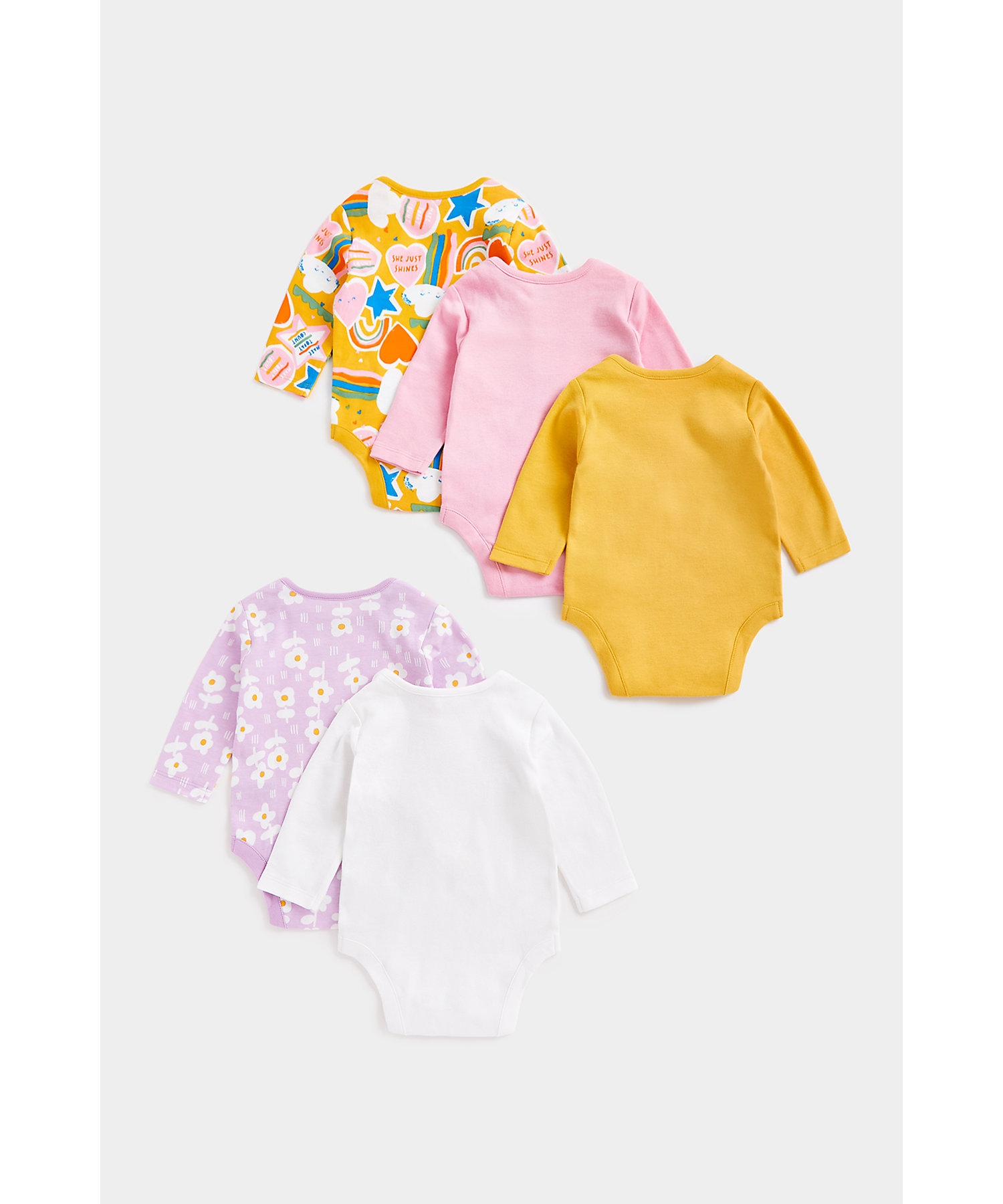 Mothercare | Girls Full Sleeves Bodysuits Fun Colorful Designs-Multicolor 1