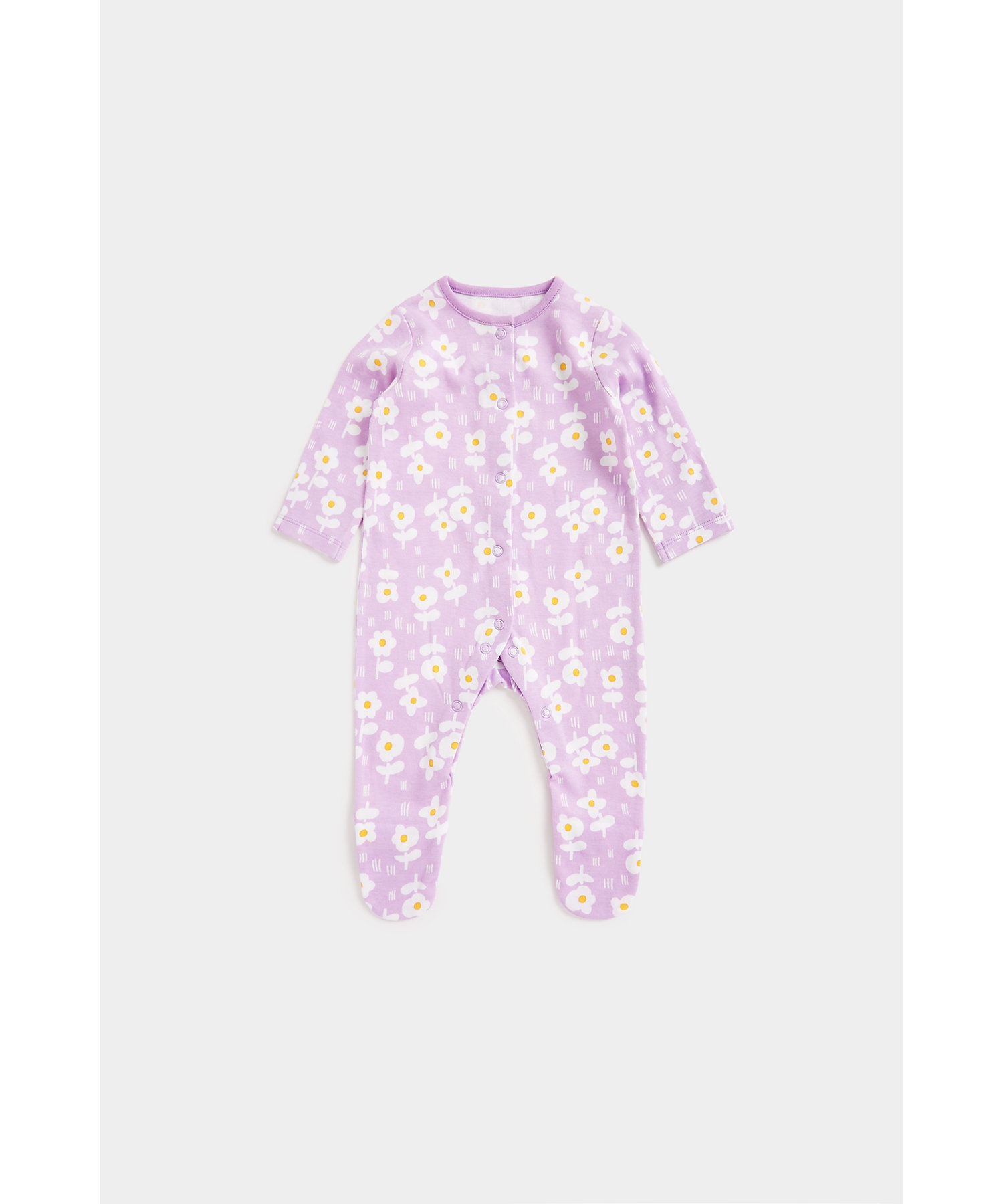 Mothercare | Girls Full Sleeves Sleepsuits Front Open -Multicolor 3