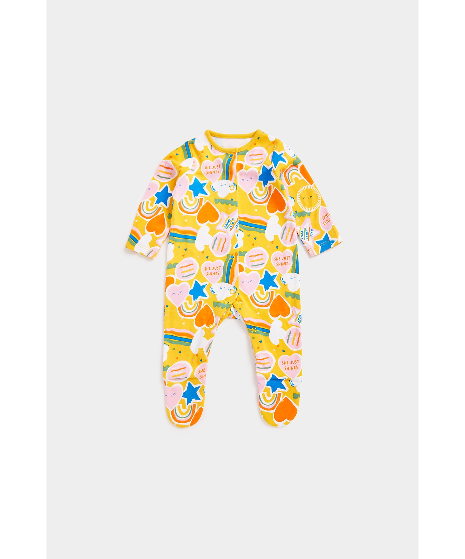 Mothercare | Girls Full Sleeves Sleepsuits Front Open -Multicolor 4