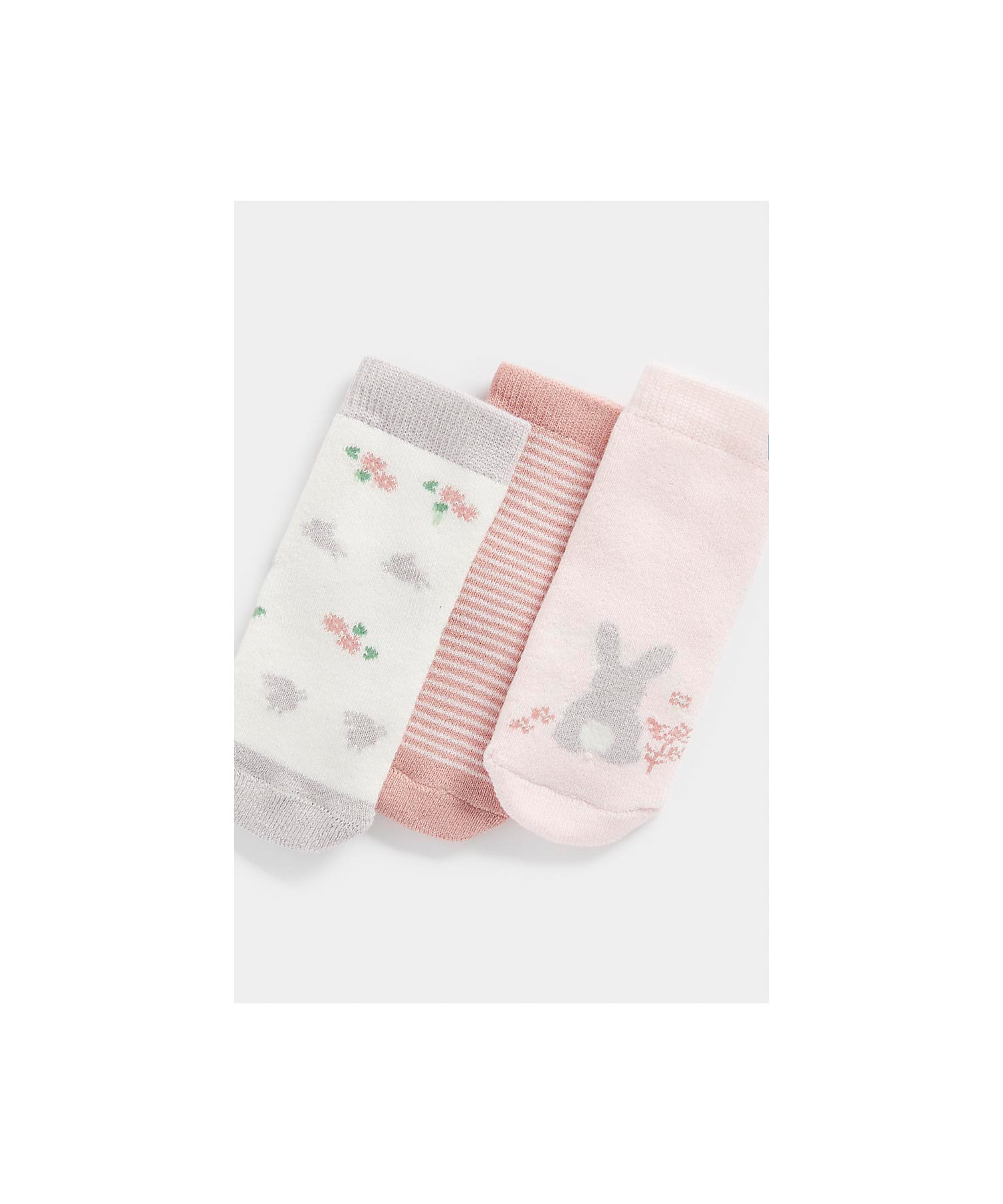 Mothercare | Girls Socks -Pack Of 3-Pink 1