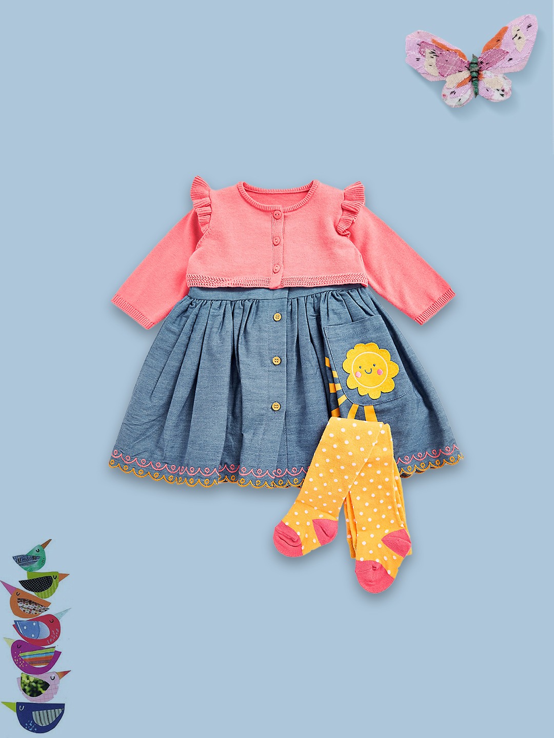 Girls  Dungaree Set -Multicolor