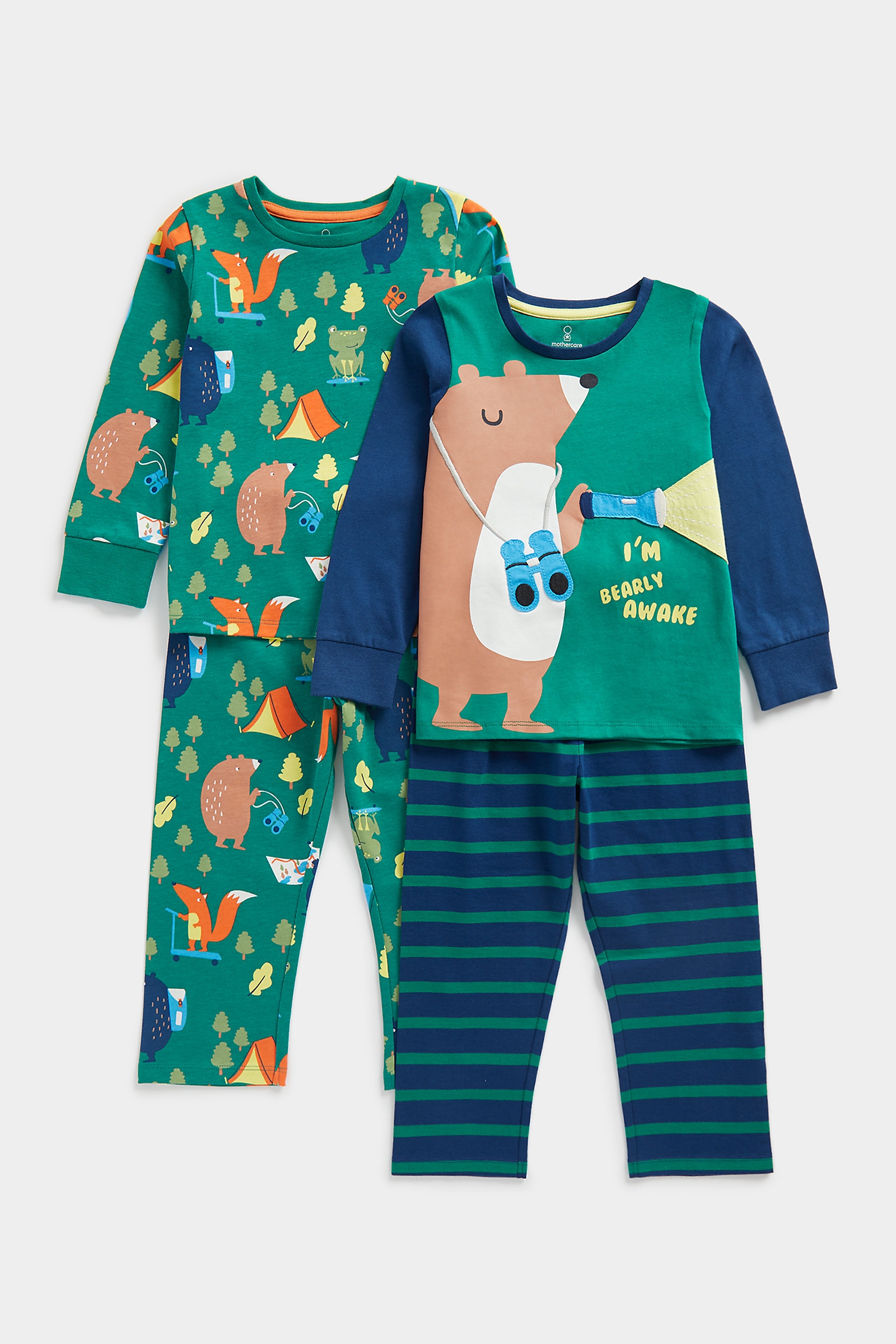Mothercare | Mothercare Boys Full Sleeves Pyjama-Pack of 2-Green 0