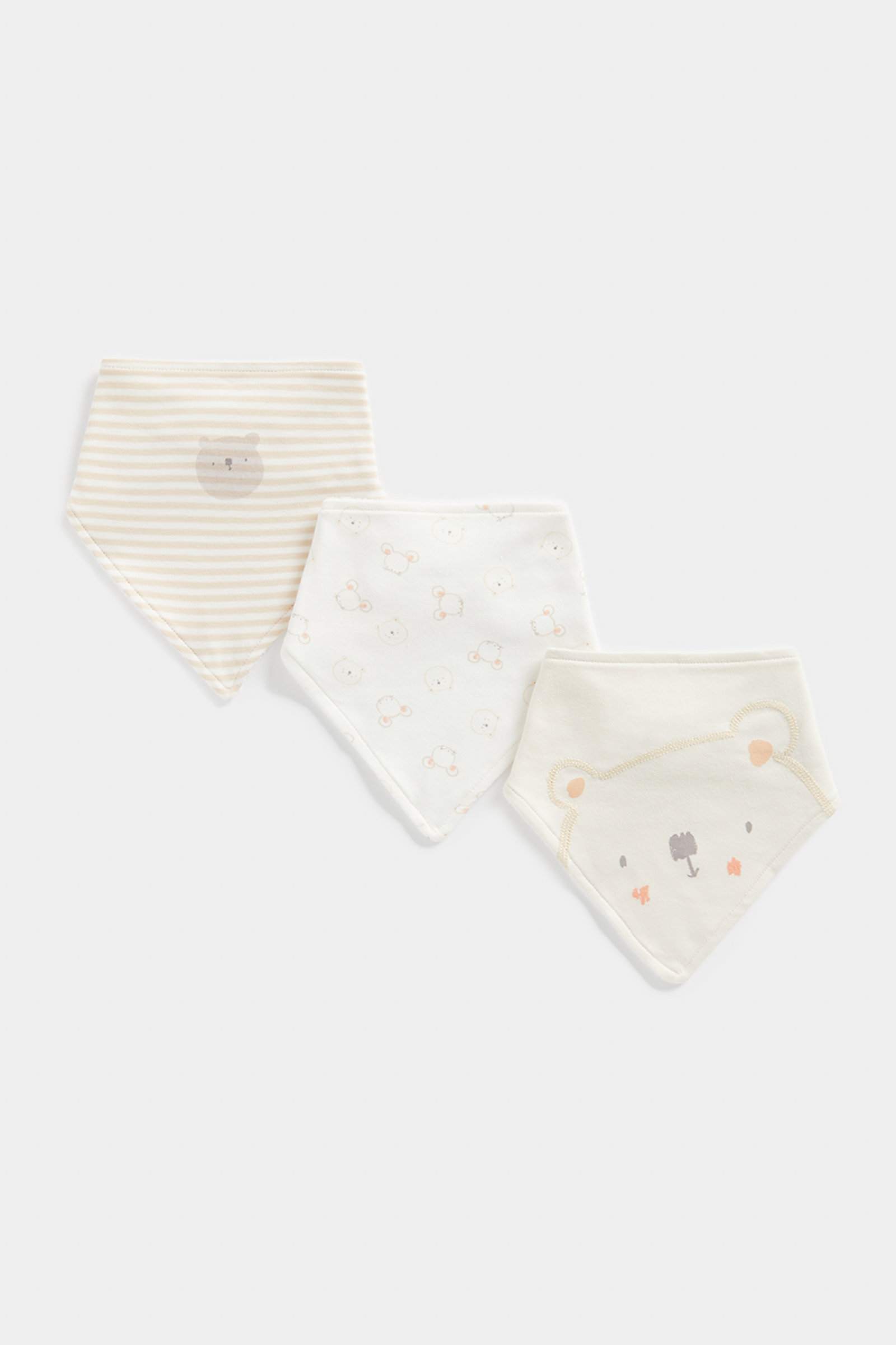 Mothercare Bear & Mouse Unisex Bibs -Pack Of 3 -Beige