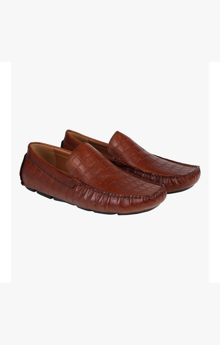 Crocoman Brown Driver Loafers