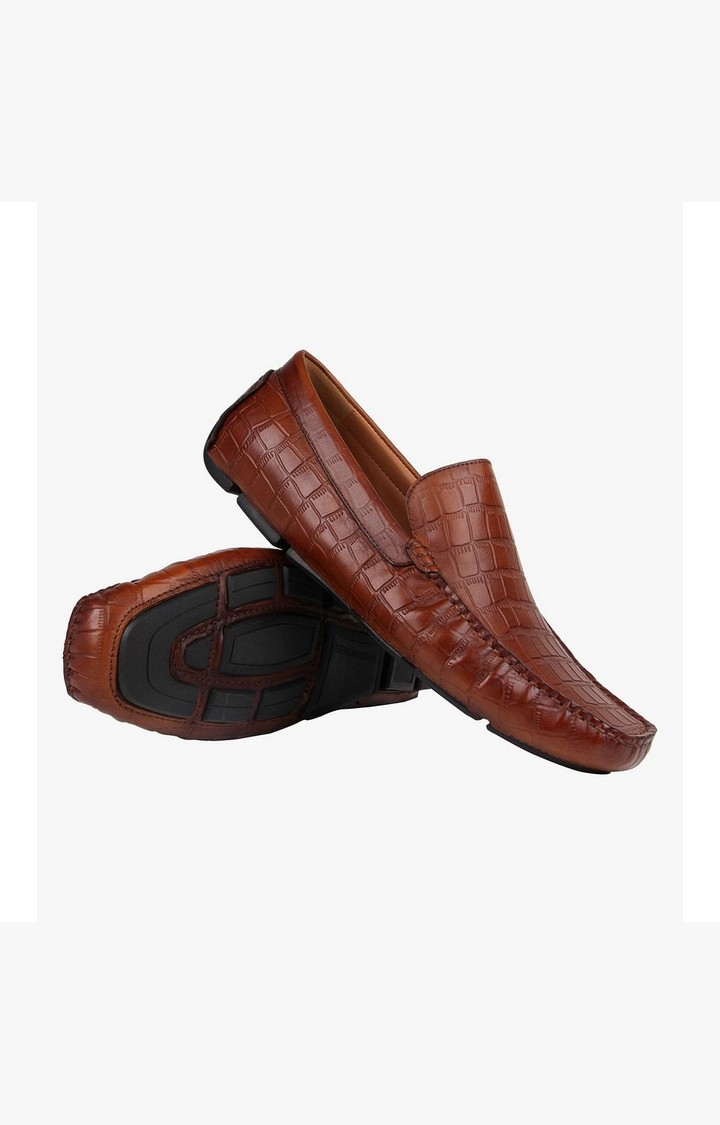 Crocoman Brown Driver Loafers