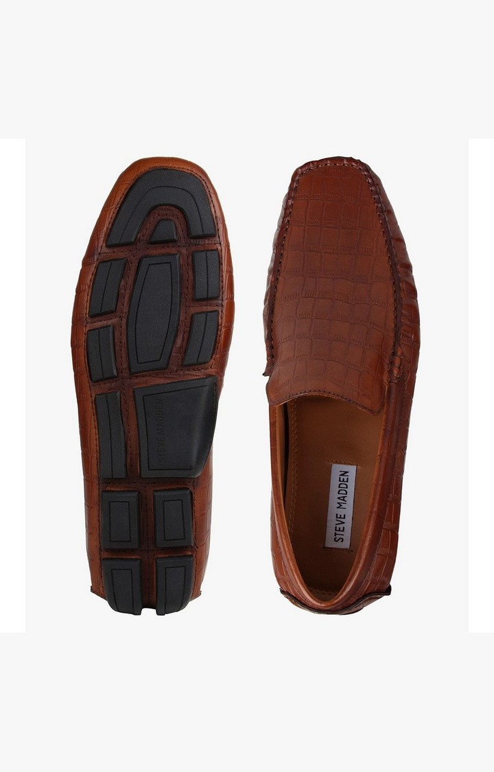 Crocoman Brown Driver Loafers