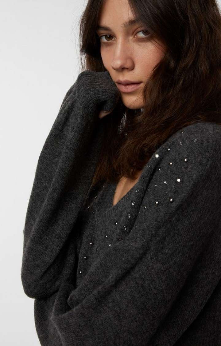 Awa Strass Embellished Sweater Dress