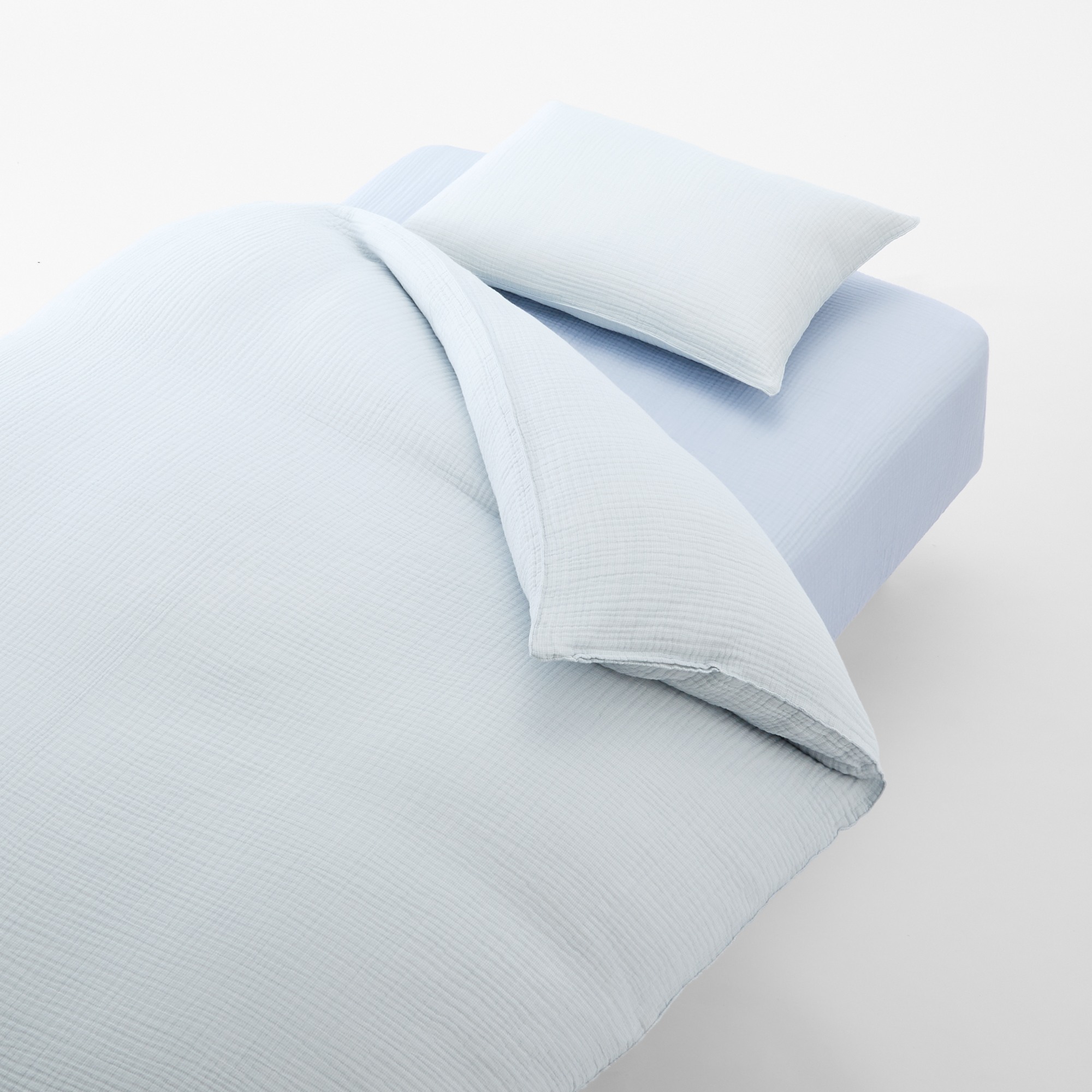 COTTON TRIPLE GAUZE DUVET COVER S LIGHT BLUE MINI CHECK