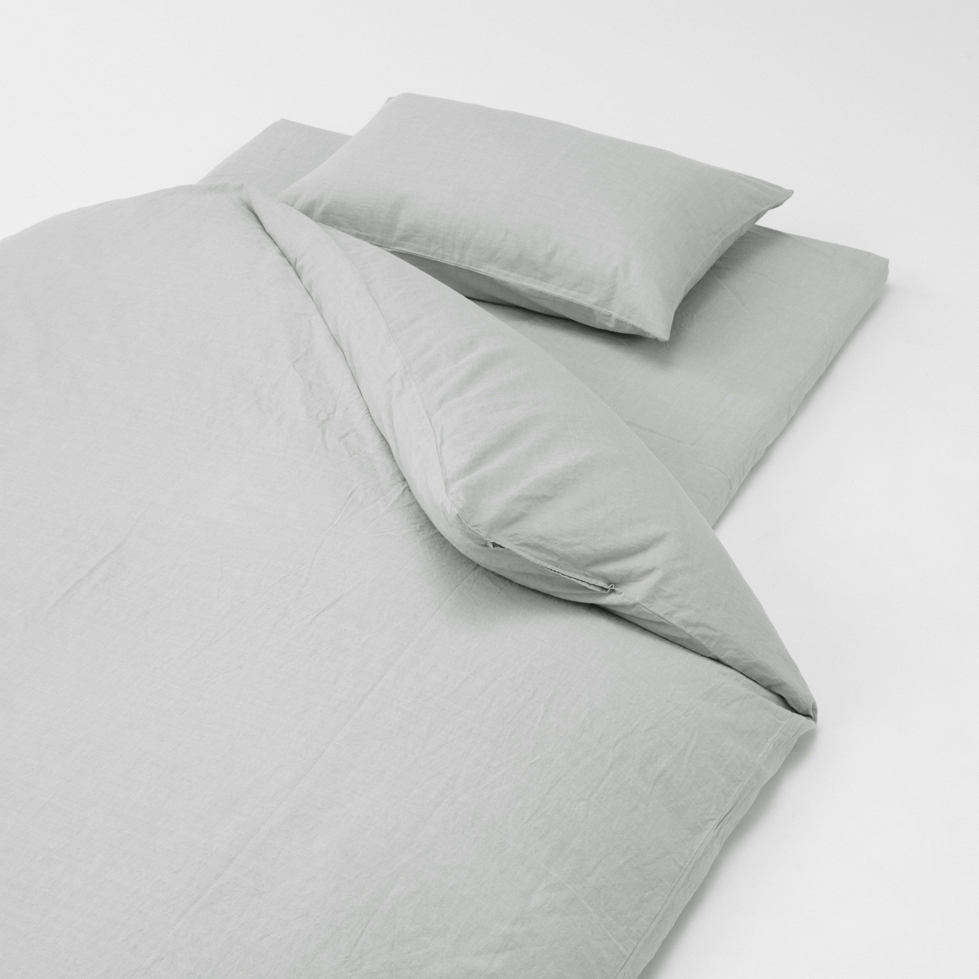 WASHED COTTON FLAT SHEET Q GREY