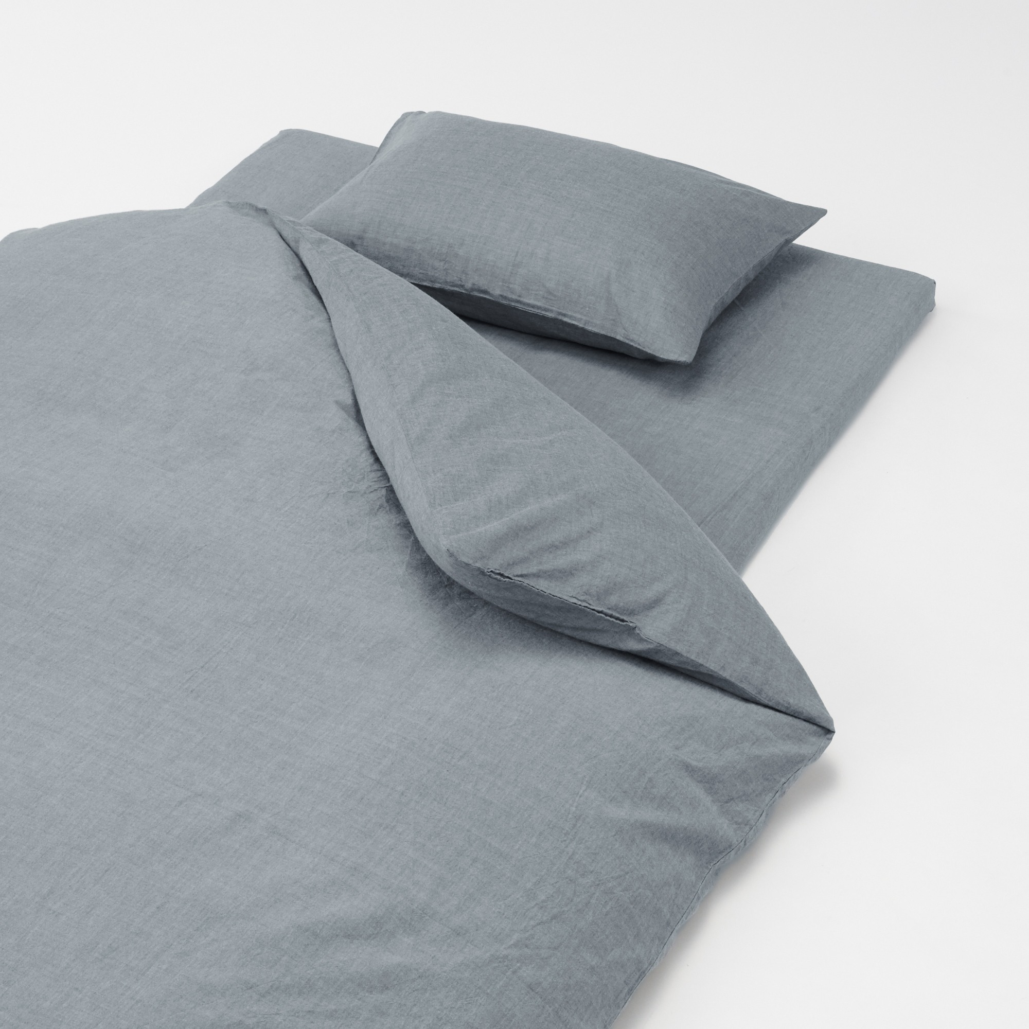 WASHED COTTON FLAT SHEET Q NAVY