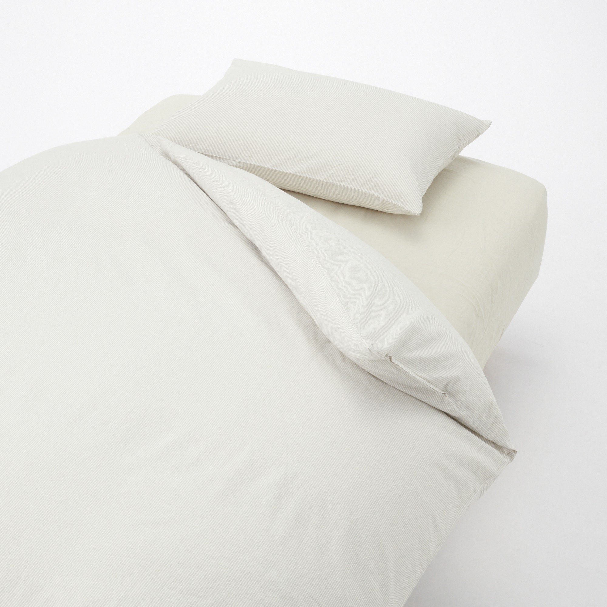 WASHEDCOTTON PILLOW CASE LIGHT BEIGE STRIPE