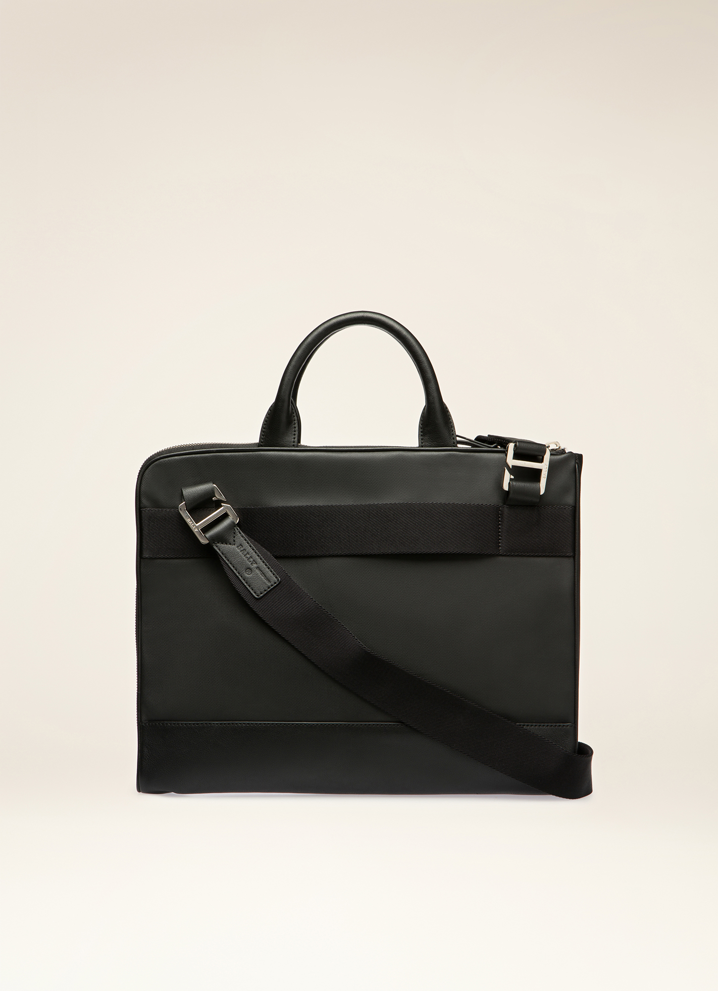 Valdio Canvas & Leather Business Bag In Black