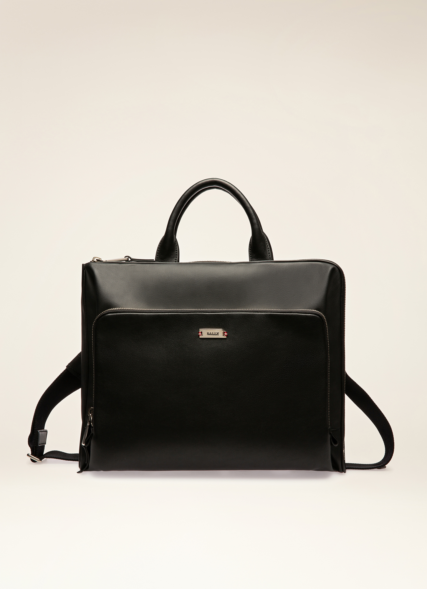 Valdio Canvas & Leather Business Bag In Black