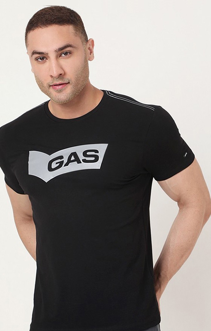 GAS | Scuba Holographic Brand Print Slim Fit Crew-Neck T-shirt