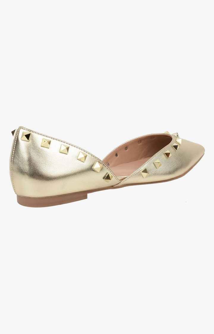 Firenze Gold Closed Flats & Ballerinas