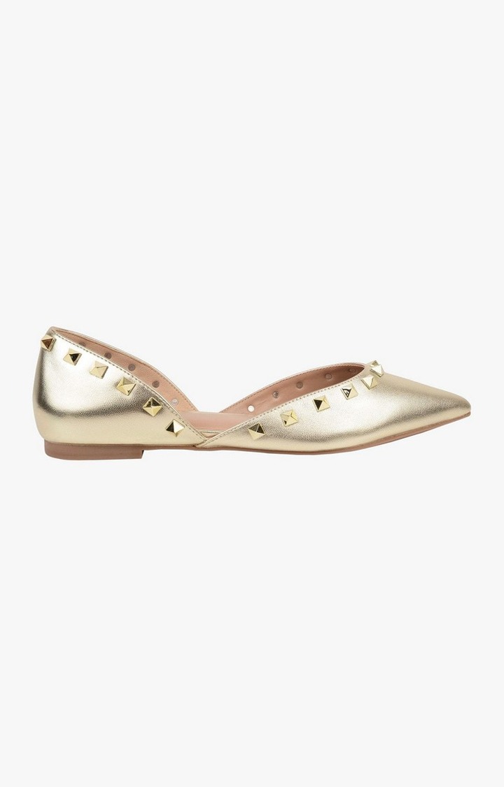 Firenze Gold Closed Flats & Ballerinas