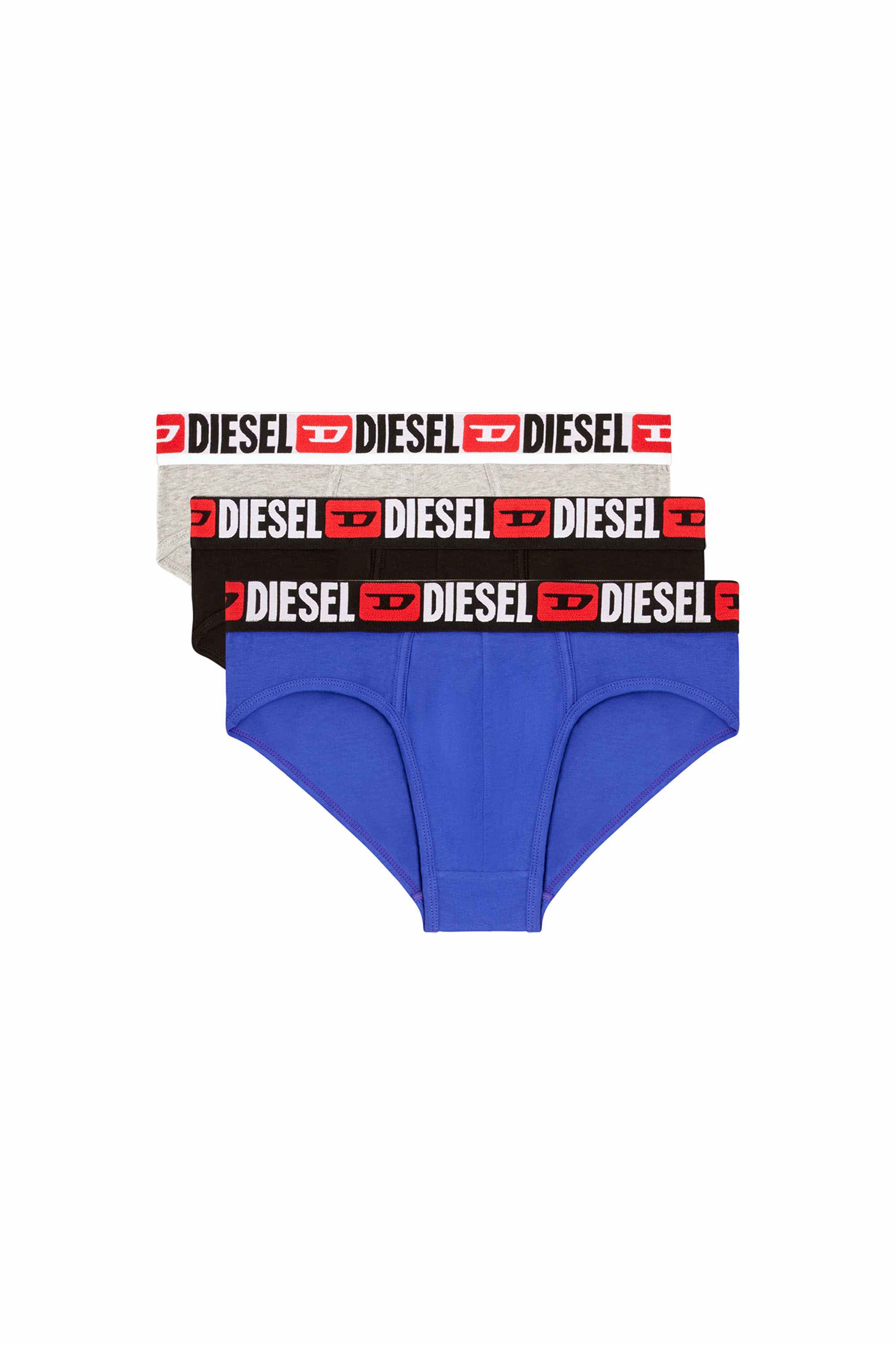 Blue  Three-pack of solid-colour briefs