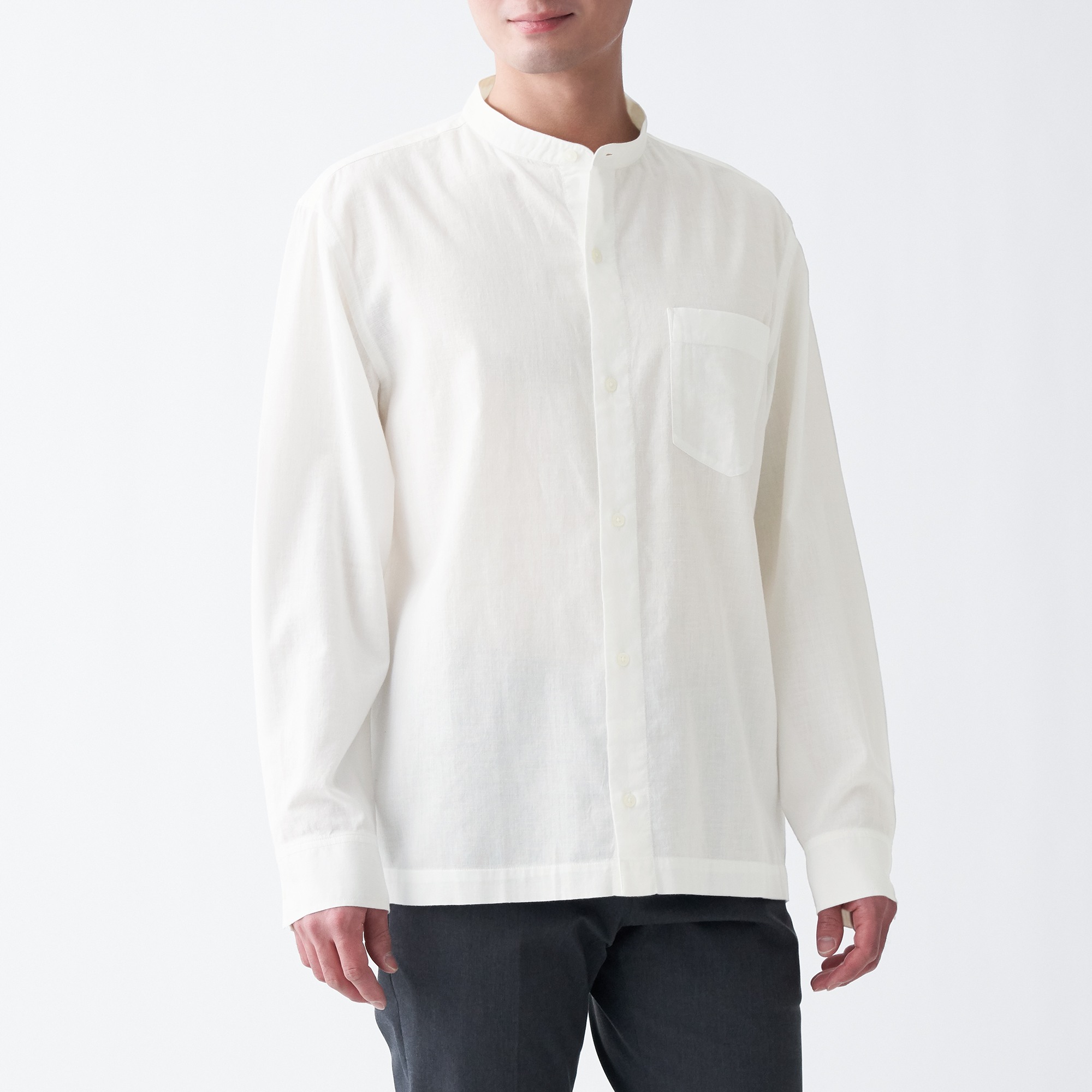 INDIAN HAND SPUN/WOVEN STAND COLLAR SHIRT