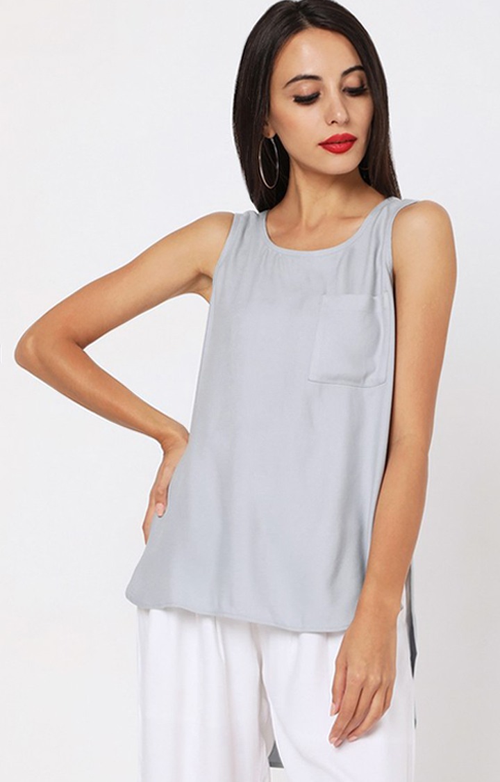 GAS | High-Low Sleeveless Top with Patch Pocket