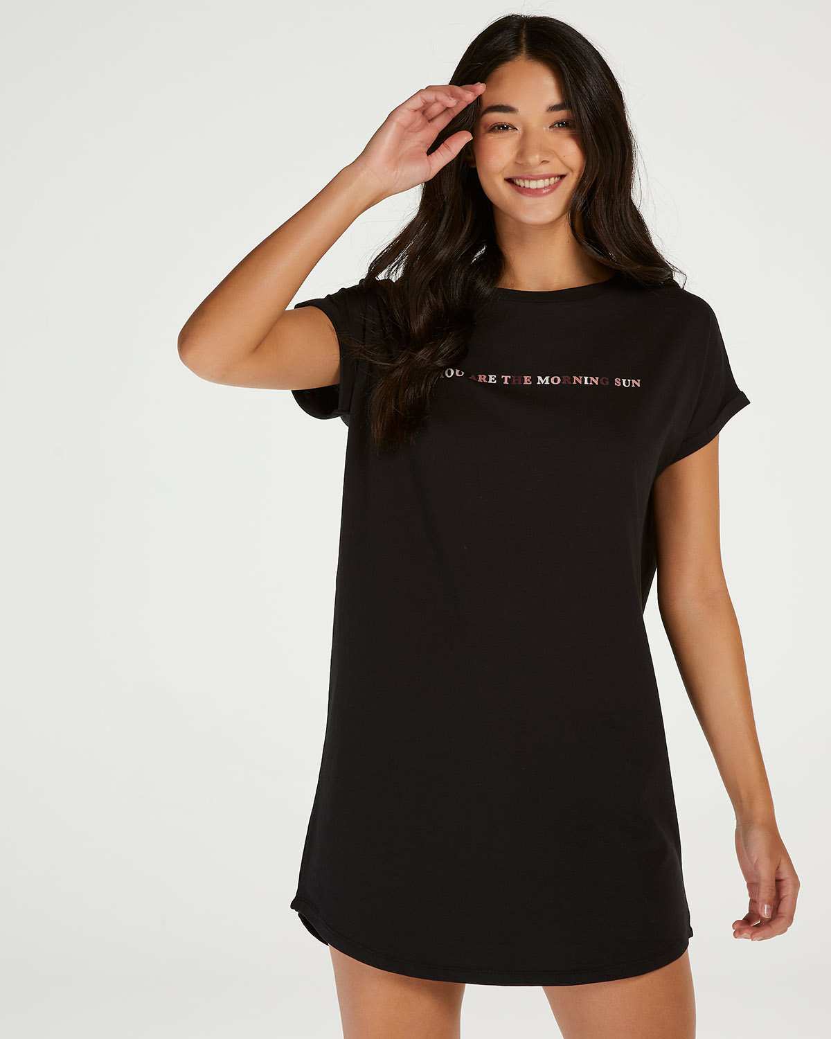Black Round Neck Nightshirt