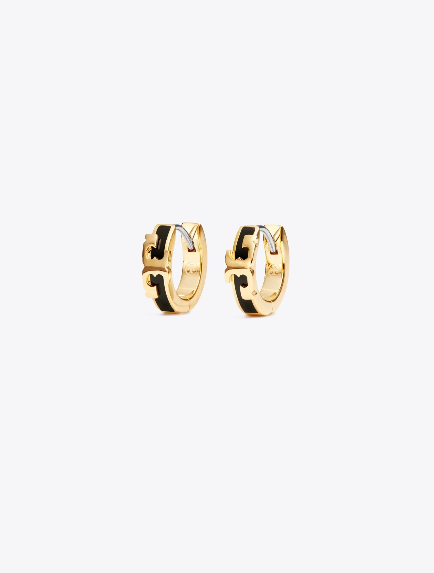 SERIF- T  ENAMELED HUGGIE HOOP EARRING