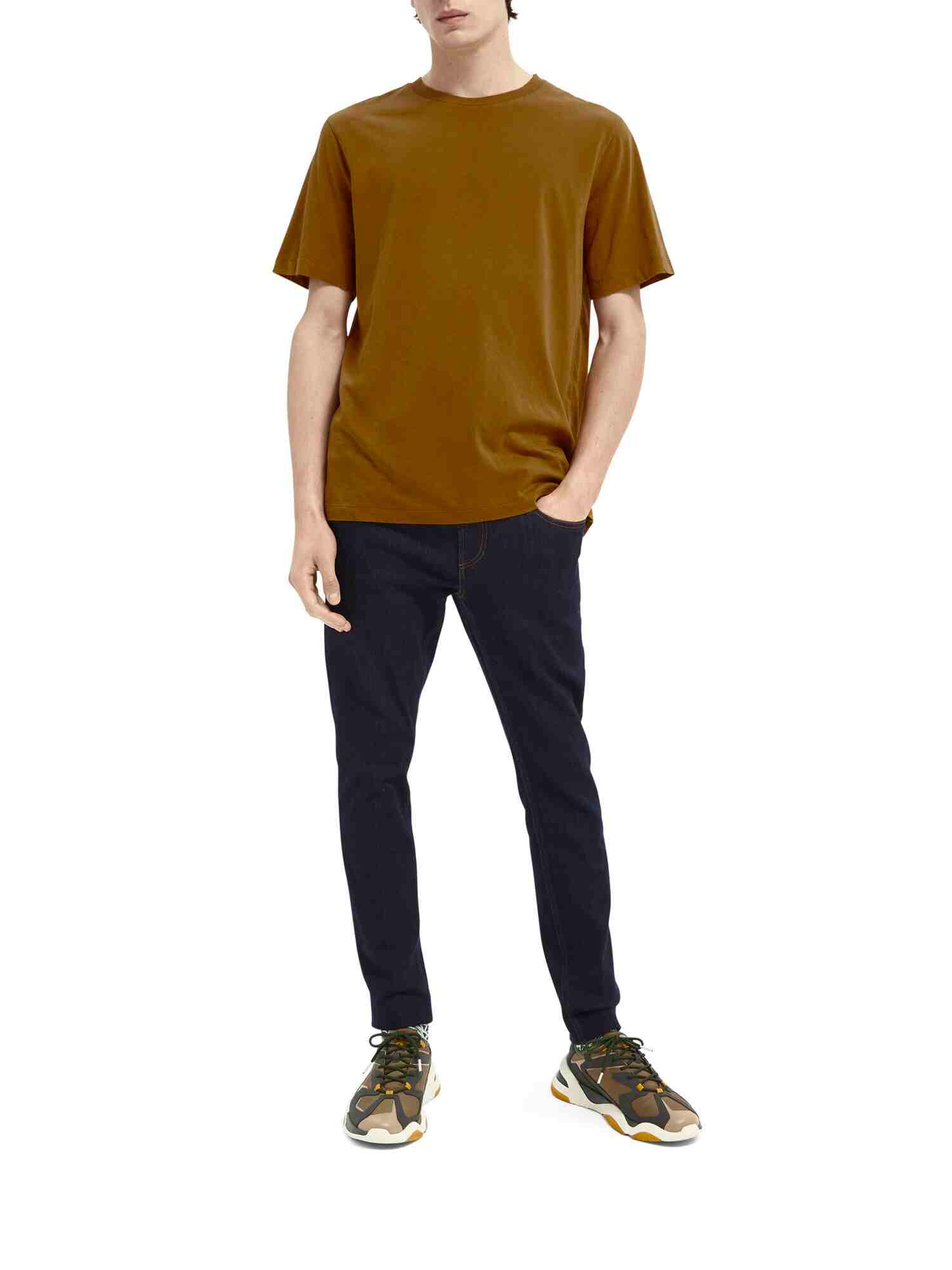 Classic solid organic cotton-jersey crewneck t-shirt