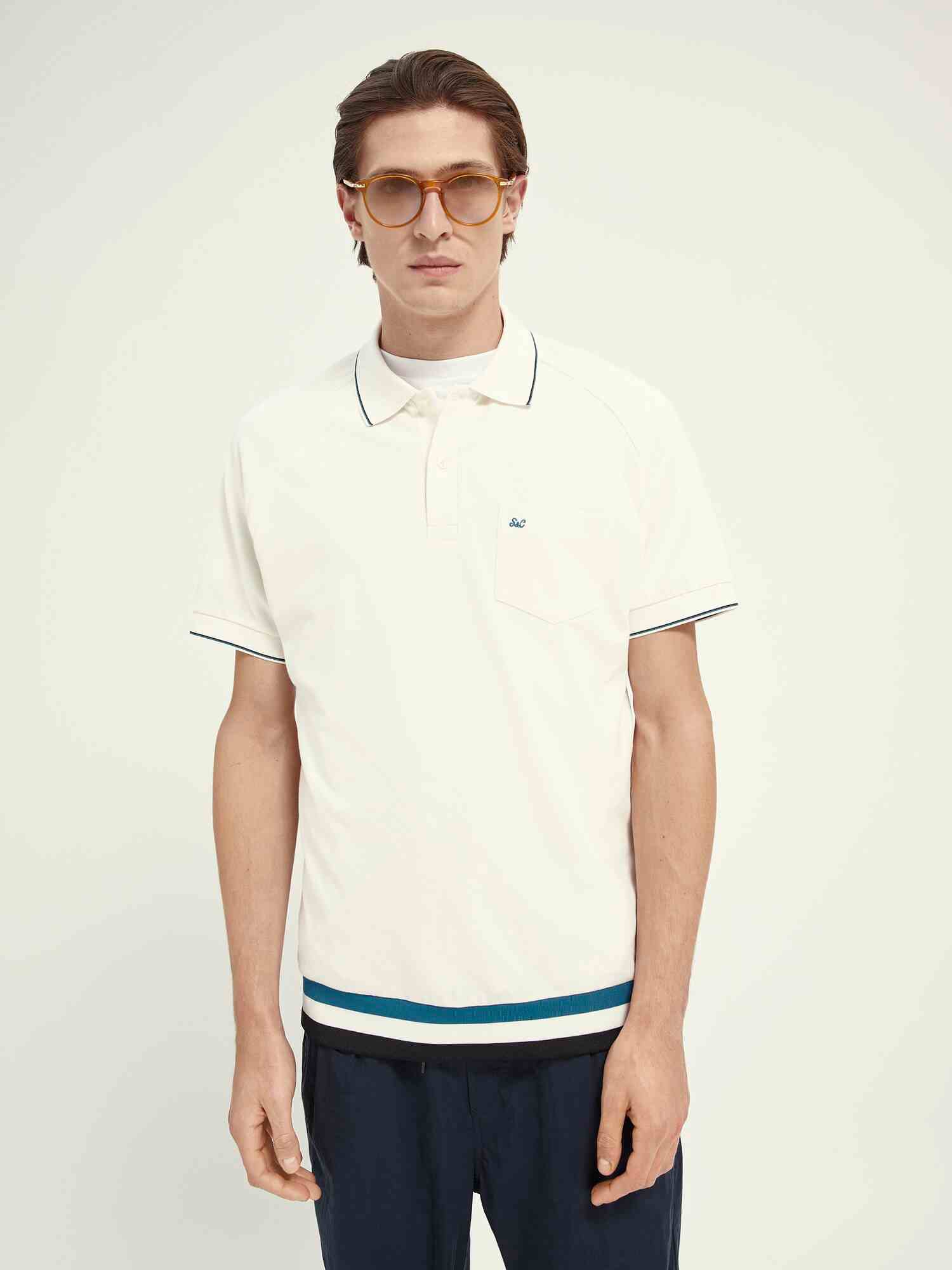 Structured cotton pique polo with contrast tipping
