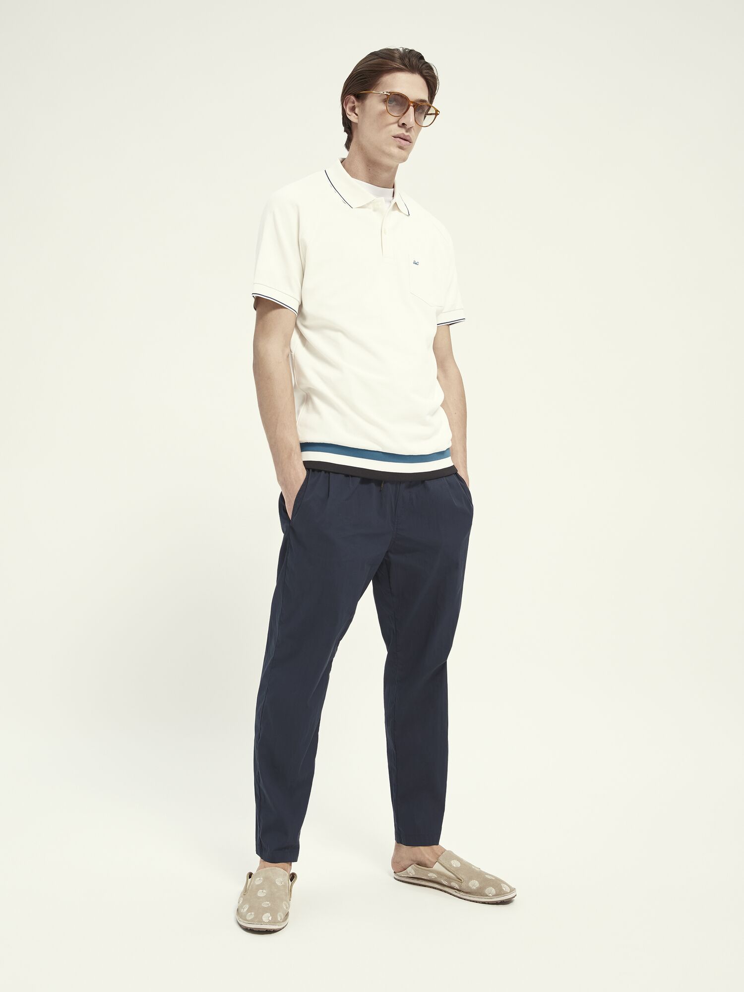 Structured cotton pique polo with contrast tipping