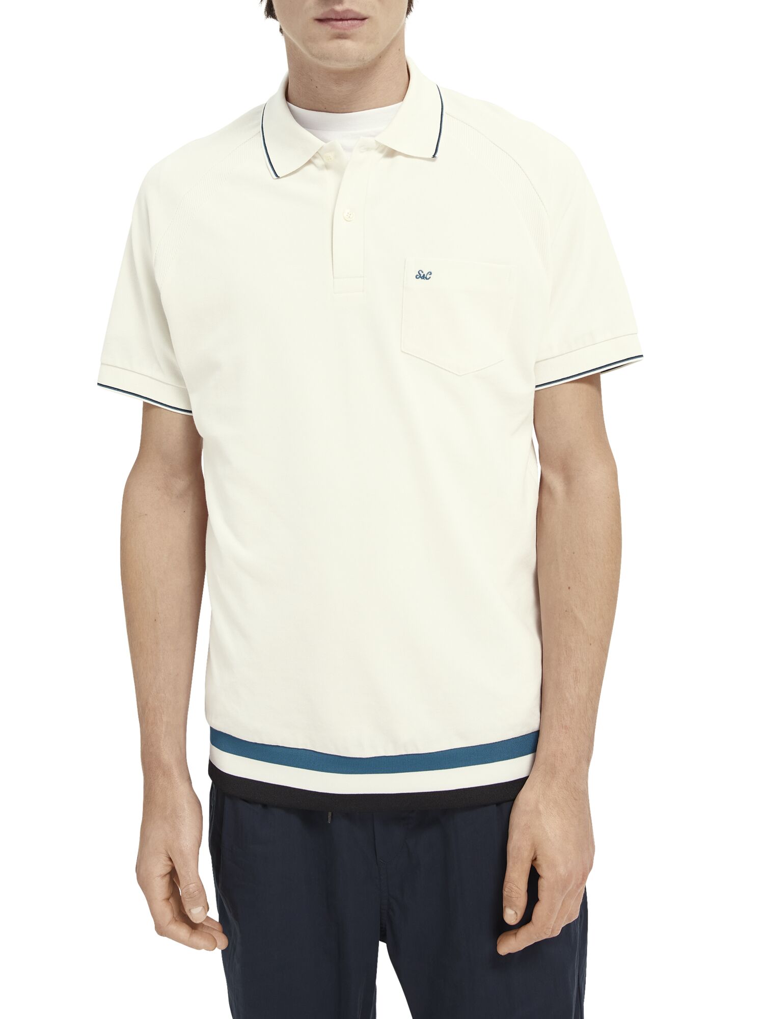 Structured cotton pique polo with contrast tipping