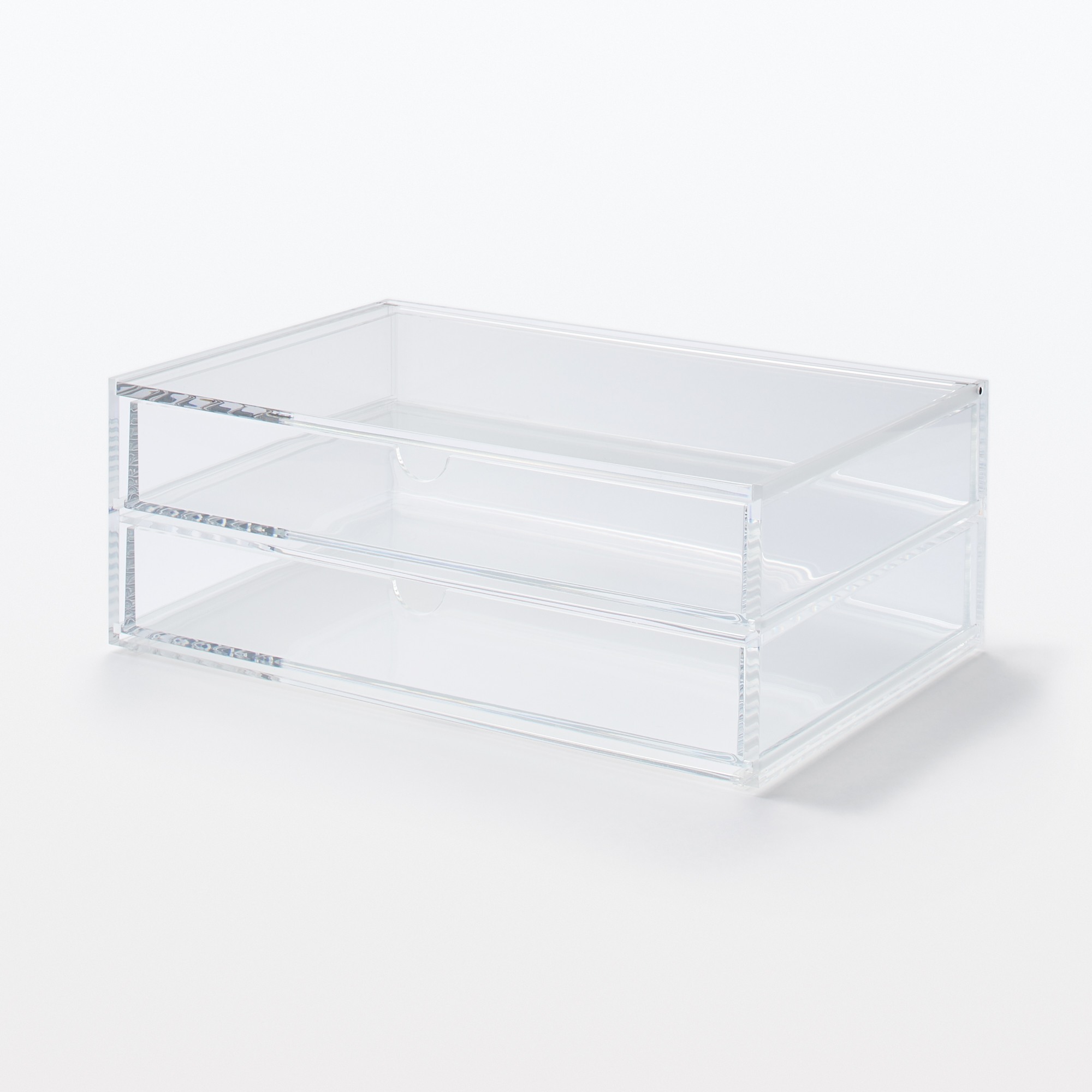 Stackable acrylic case 2 drawers with lid / L