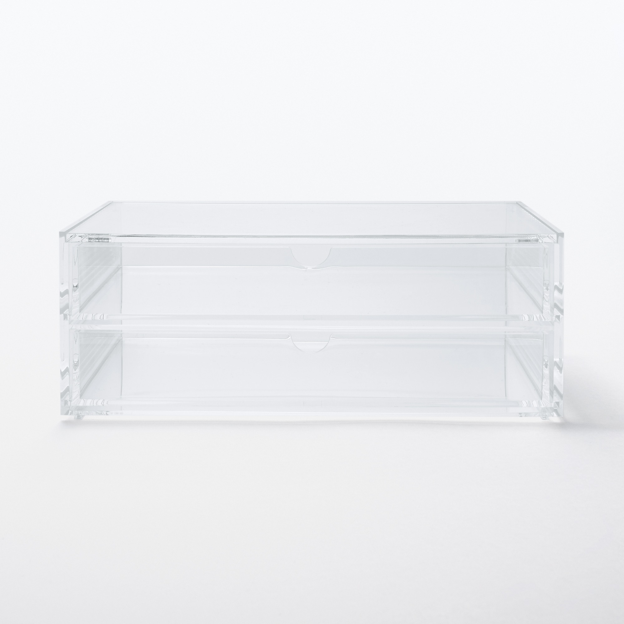 Stackable acrylic case 2 drawers with lid / L