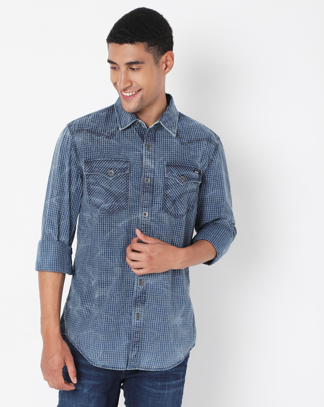 GAS | Checked Slim Fit Shirt with Flap Pockets