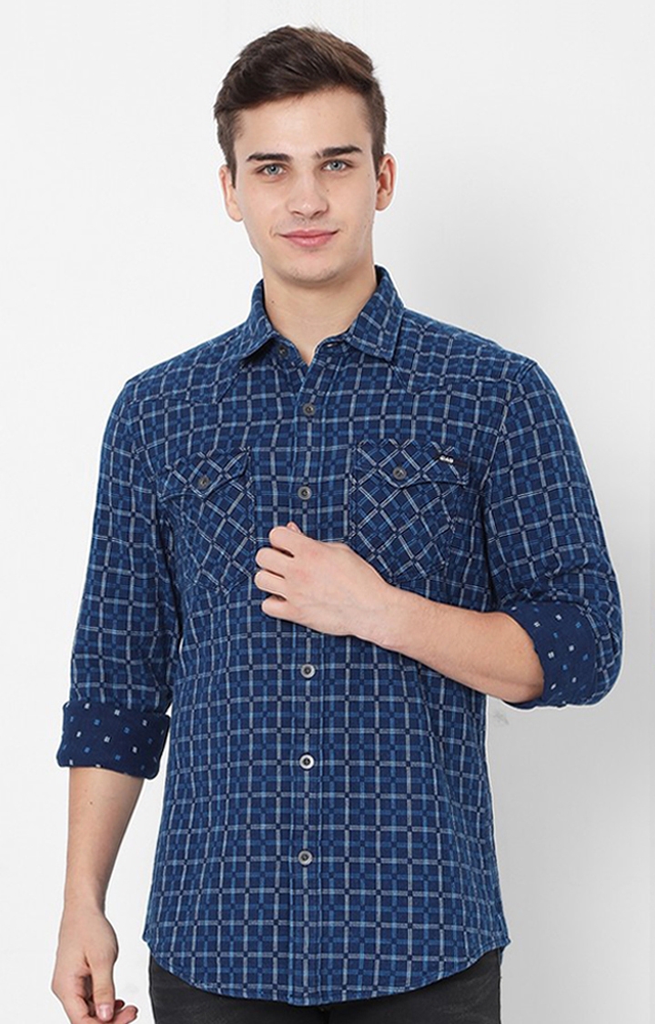 GAS | Kant Checked Slim Fit Shirt with Buttoned Flap Pockets