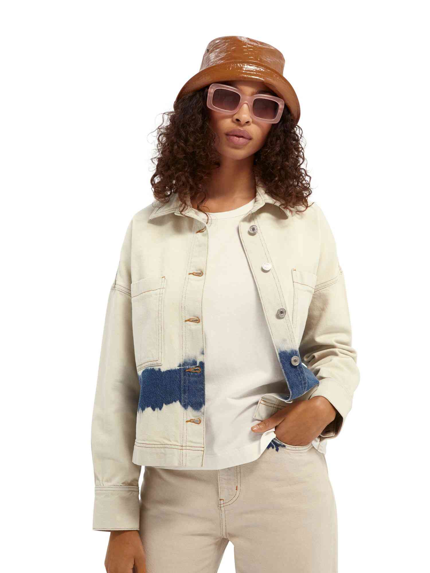 Ams Blauw shirt jacket- contains Tencel - Tie Dye Sand