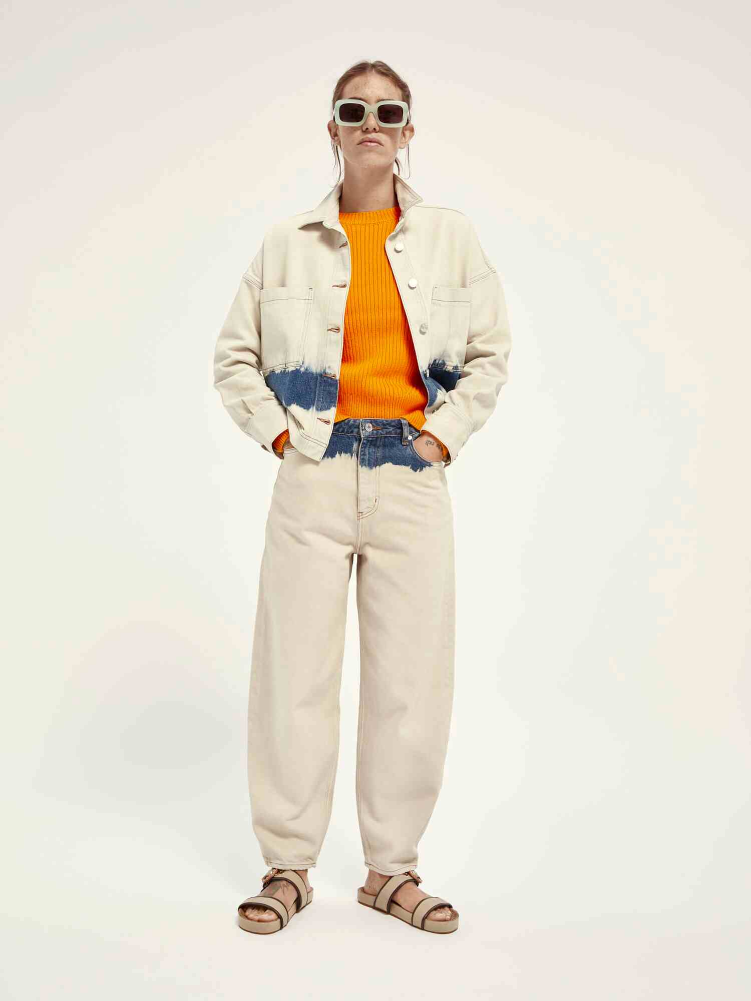 Ams Blauw shirt jacket- contains Tencel - Tie Dye Sand