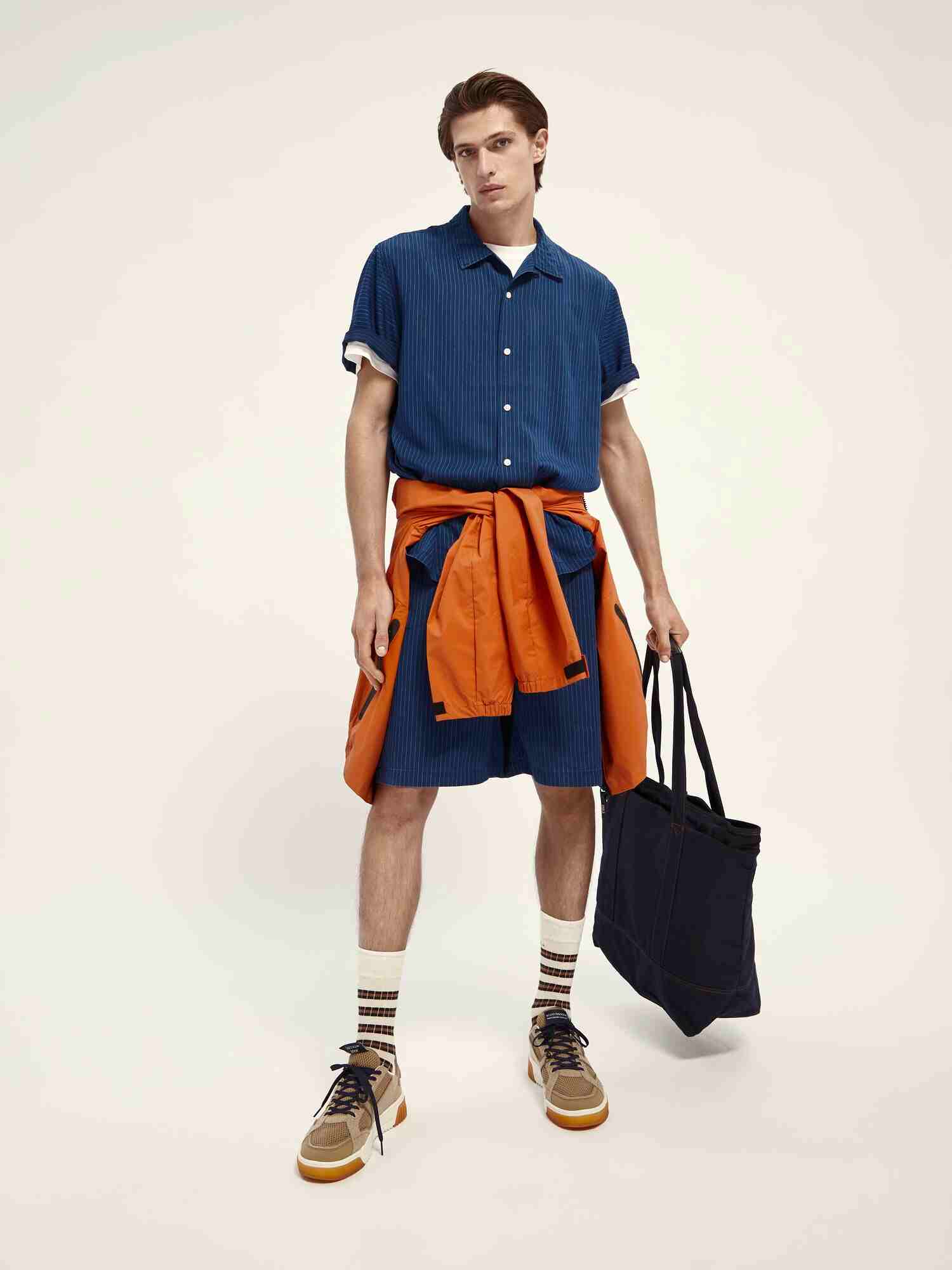 Ams Blauw - Indigo striped shirt in responsible lyocell