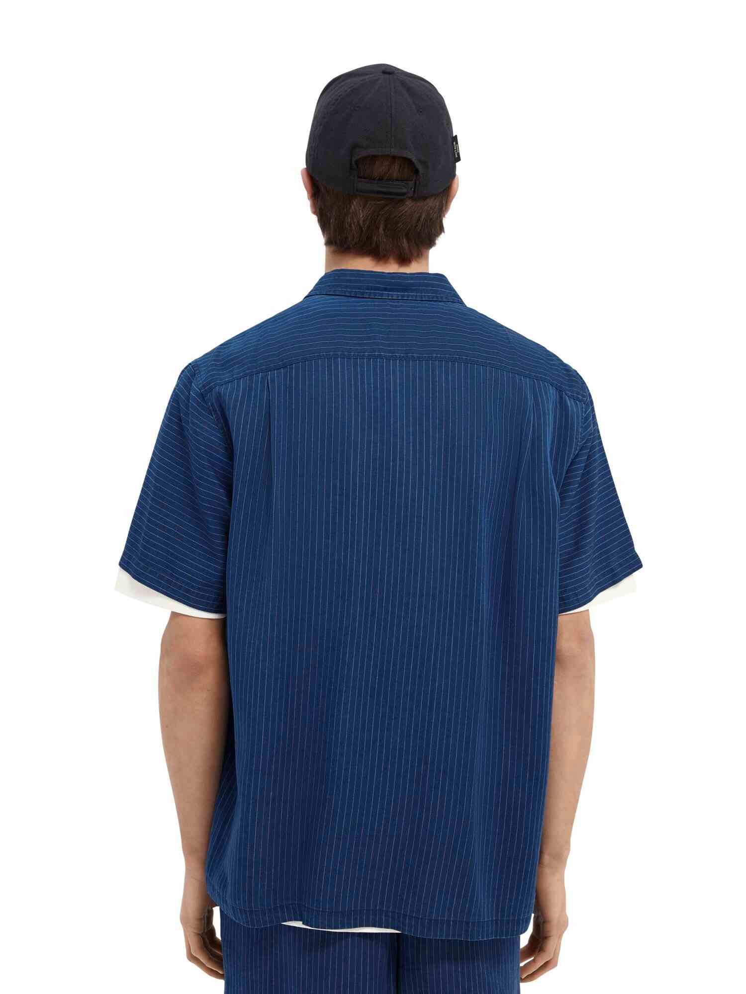 Ams Blauw - Indigo striped shirt in responsible lyocell