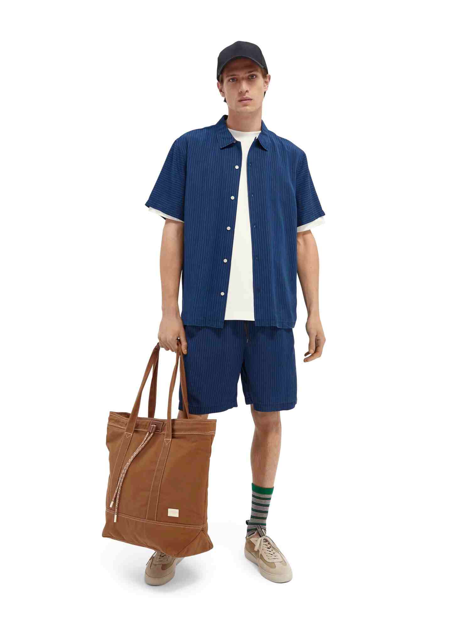 Ams Blauw - Indigo striped shirt in responsible lyocell