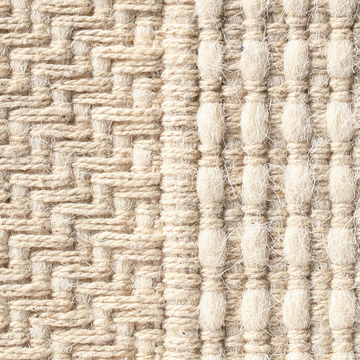WOOL COTTON HANDWOVEN MAT ECRU PATTERN BORDER